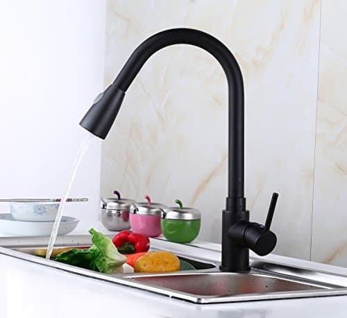 Taume Modern Single Handle High Arc Pull Out Spray Kitchen Sink Faucet,Oil Rubbed Bronze Finish