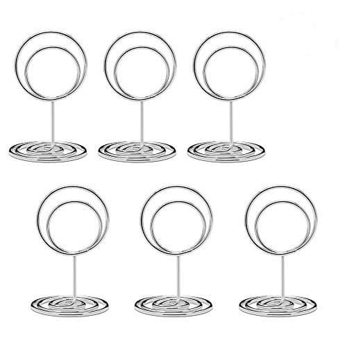 20pcs Mini Place Card Holders, Cute Table Number Holders, Classy Table Card Holder Table Picture Stands, Elegant Wire Photo Holder Menu Memo Clips, Idea for Wedding, Anniversary Party(Silver