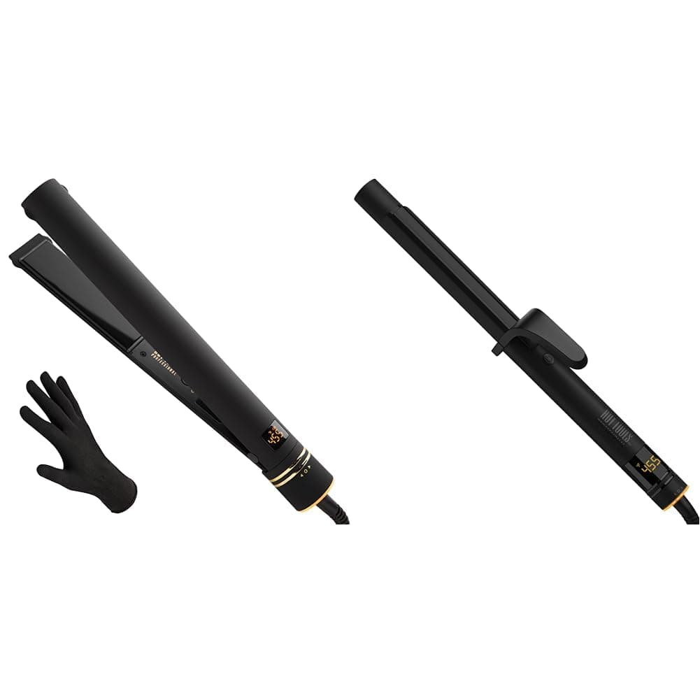 Black Gold Evolve Ionic Flat Iron and Curling Iron | Long-Lasting Curls, Defined Waves (1 in)