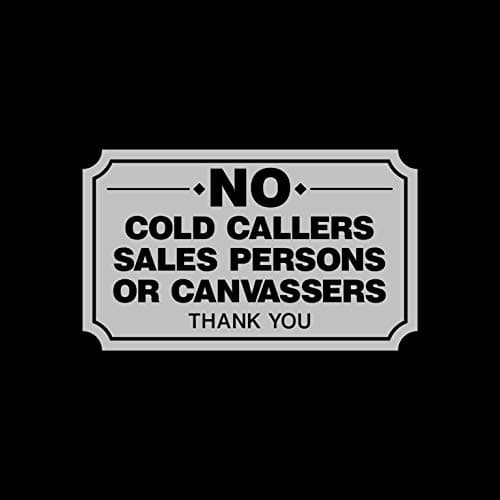 USSP&SNo Cold Callers, Canvassers, Sales, Front Door Sticker Sign 100x60mm - Letterbox