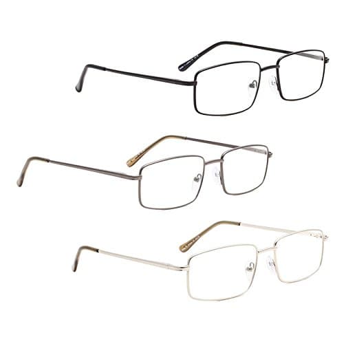 READING GLASSES 3 pack Large Metal Readers for Men +0.50