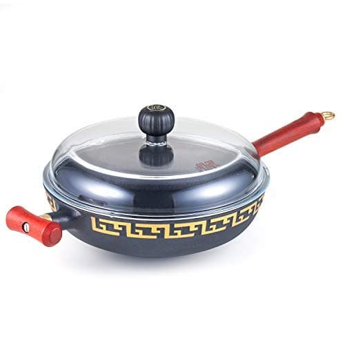 DINGJIANG Nonstick Cast Iron Wok/Stockpot/Skillet/Grill Pan/Tamagoyaki Pan (11.8 inch wok)