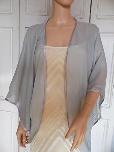 Silver chiffon kimono jacket with satin edging Sizes 10 - 24