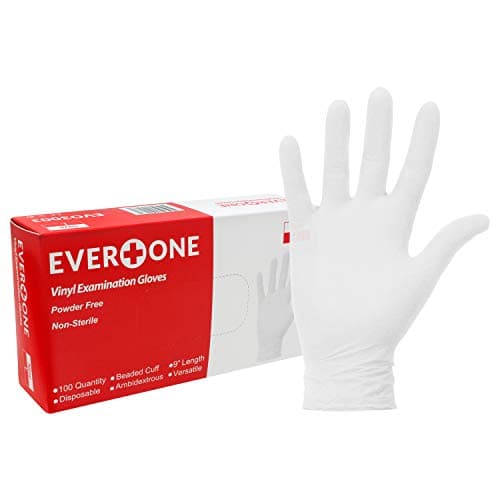 EverOne Vinyl Exam Gloves Powder-Free, Clear, Large, 100 Count (Pack of 10)