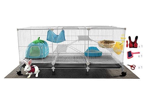 WorldWide Selection Pet - Rabbit Cage/Rabbit Hutch/Rabbit Habitat for Small Animal, White, 47'' x 15.7'' x 15.7'',Including a Bunny House and 10 pcs Accessories