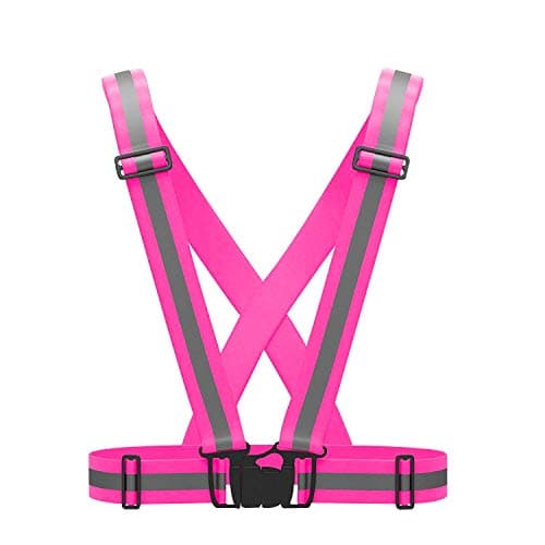 High Visibility Elastic Safety Vest Reflective Jacket For Cycling Motorcycle Night Running (Pink)