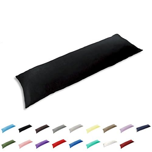 Gyulin 100% Cotton 300 Thread Count Envelope Style 5ft King Bed Size Body Pillow Cover Pillowcase Pillow Protector Cushion Cover Non Zippered Only Cover No Insert 20"x60"/51x150cm Black