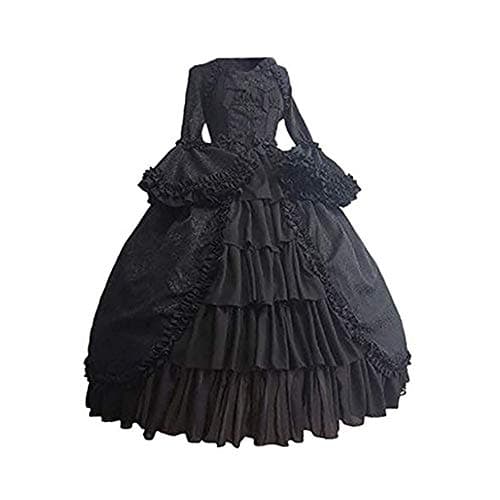 Women's Bowknot Victorian Gothic Party Princess Cosplay Sweet Lolita Dress Steampunk Vampire Halloween Costume Black