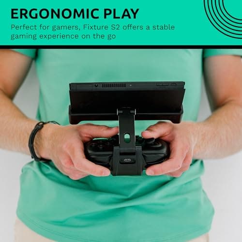 Fixture S2 Ultra Bundle Gaming Console Monitor Mount and Game Controller Compatible with Nintendo Switch OLED, Adjustable Video Game Holder Stand Clip, Includes Carrying Case