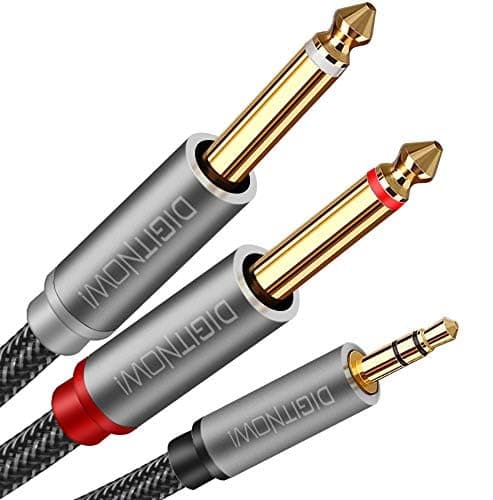 3.5mm 1/8" TRS to Dual 6.35mm 1/4" TS Mono Stereo Y Cable Splitter Cord for Smartphones, Computers, CD Players, Speakers, Home System Amplifiers 6.6ft