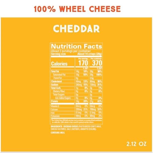 Whisps Cheese Crisps Cheddar Cheese| Protein Chips | Healthy Snacks | Protein Snacks, Gluten Free, High Protein, Low Carb Keto Food (2.12 Oz, 6 Pack)