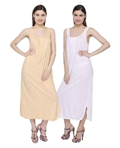 Women's Hosiery Cotton Full Length Camisole, Long Inner Wear Petticoat-Nighty Slip-Kurti Suit Pack of 2 Pc