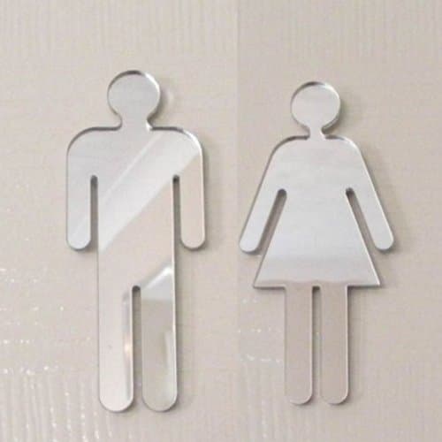 Super Cool Creations Mirrored Male & Female WC Sign â 20cm x 20cm (Together)