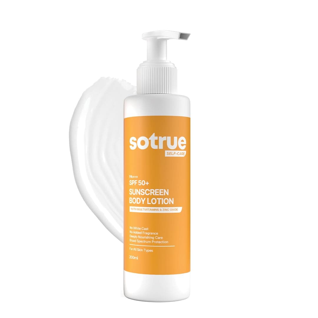 Sotrue SPF 50+ Sunscreen Body Lotion With UVA & UVB Protection, Upto 24-Hours Intense Hydration, Multivitamins with Niacinamide & Hyaluronic Acid, No White Cast, Lightweight, 200ML