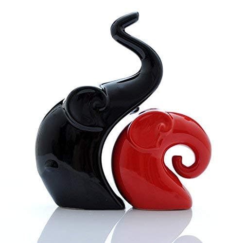 Beeflying Couple Elephants(Set of 2)-Ceramic Decoration Animals Figurine Porcelain Sculptures Statues Crafts Wedding Gifts Home Decor