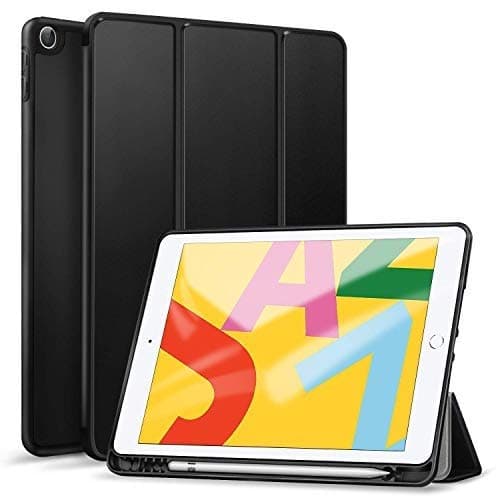 Robustrion Smart Flexible Trifold Flip Stand Case Cover with Pencil Holder for New iPad 9.7 inch 2018/2017 6th/5th Generation - Black
