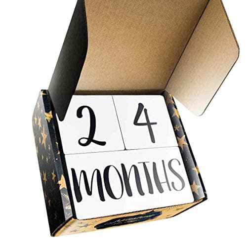 Stoneboat Baby Milestone Blocks | Baby Age Blocks for Monthly Milestone Photo Prop | Premium Solid Wood Months Block | Baby Shower Gender Reveal Or Baby Registry Must Have | Displays Days to Years