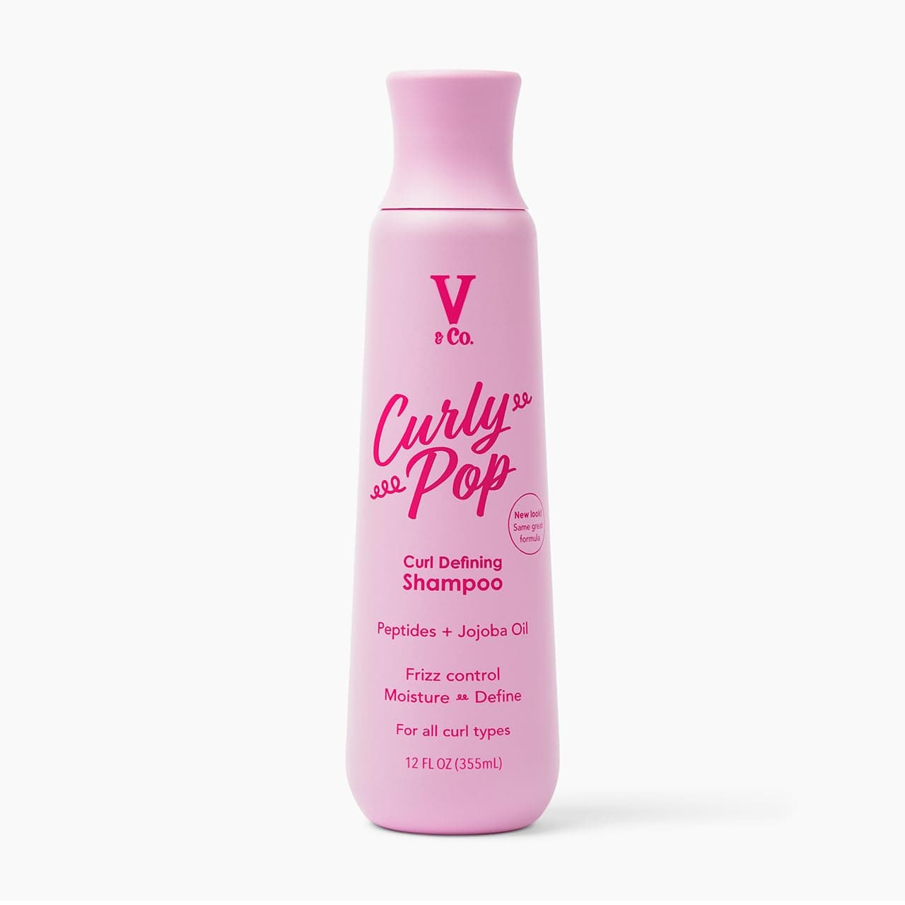 V&Co. Curly Pop Curl Defining Shampoo – Sulfate Free & Paraben Free Moisturizing Hair Care with Peptides, Amino Acids & Jojoba Oil for Hydration, Frizz Control & Healthy Curls – 12 fl oz