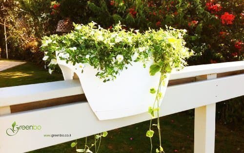 Greenbo XL Planter Plastic White for Balconies and Railings Available in Other Colours No Brackets Required