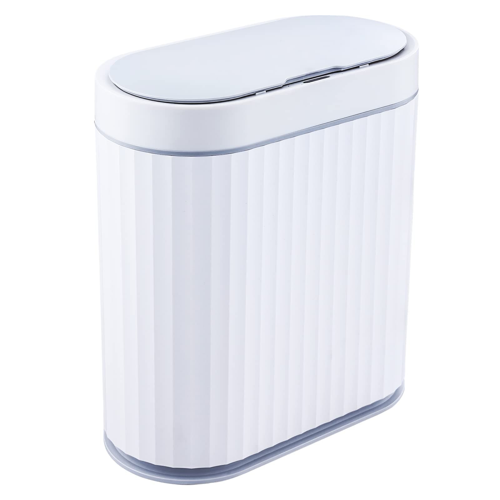 ELPHECO Bathroom Trash Can with lid - 2.5 Gallon Waterproof Sensor Trash Bin, 10 Liter Motion Sensor Trash Can, Slim Garbage Bin Bathroom Decor (white, 2 Gallon)