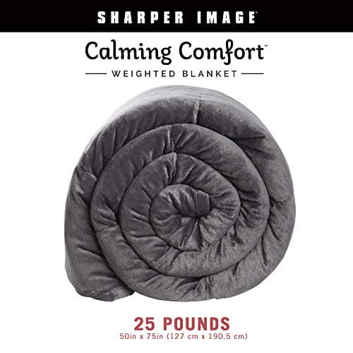 Calming Comfort Weighted Sharper Image-A Heavy 50" x 75, 25- Pound, Grey Blanket