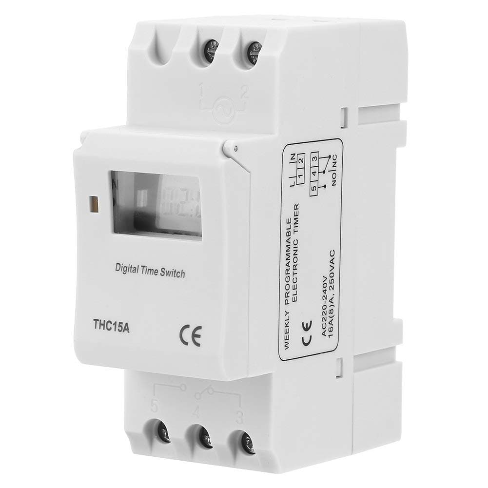 Timer Switch,THC15A Digital Programmable Timer Switch Energy Saving Light Timer Digital Timer Switch 220-240VAC for Programmable Equipment