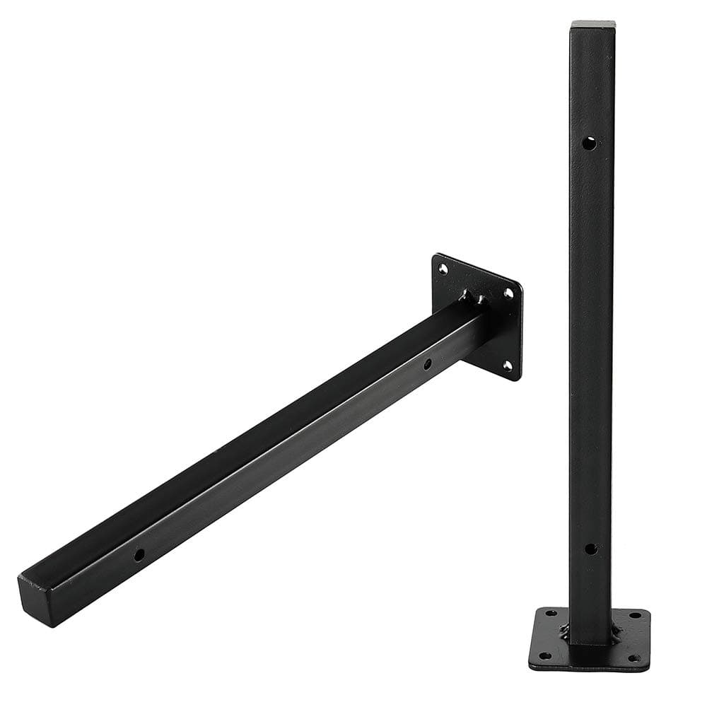 Ihomepark Floating Shelf Brackets 14 Inch, Heavy Duty Black Floating Shelving Bracket, Wall Mounted Decorative Industrial Metal Brackets for Shelves, Set of 4