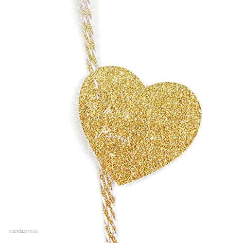 Andaz Press Heart Gift Tags, Whimsical Style, to/from, Printed Gold Glitter, 30-Pack