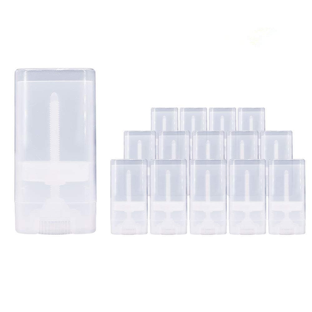 30pcs 0.5 Oz Clear Empty Plastic Deodorant Containers New Empty Oval Lip Balm Tubes 15ml Oval Deodorant Containers for Lipstick Crayon Chapstick DIY Make Your Own Deodorant Lotion Bar
