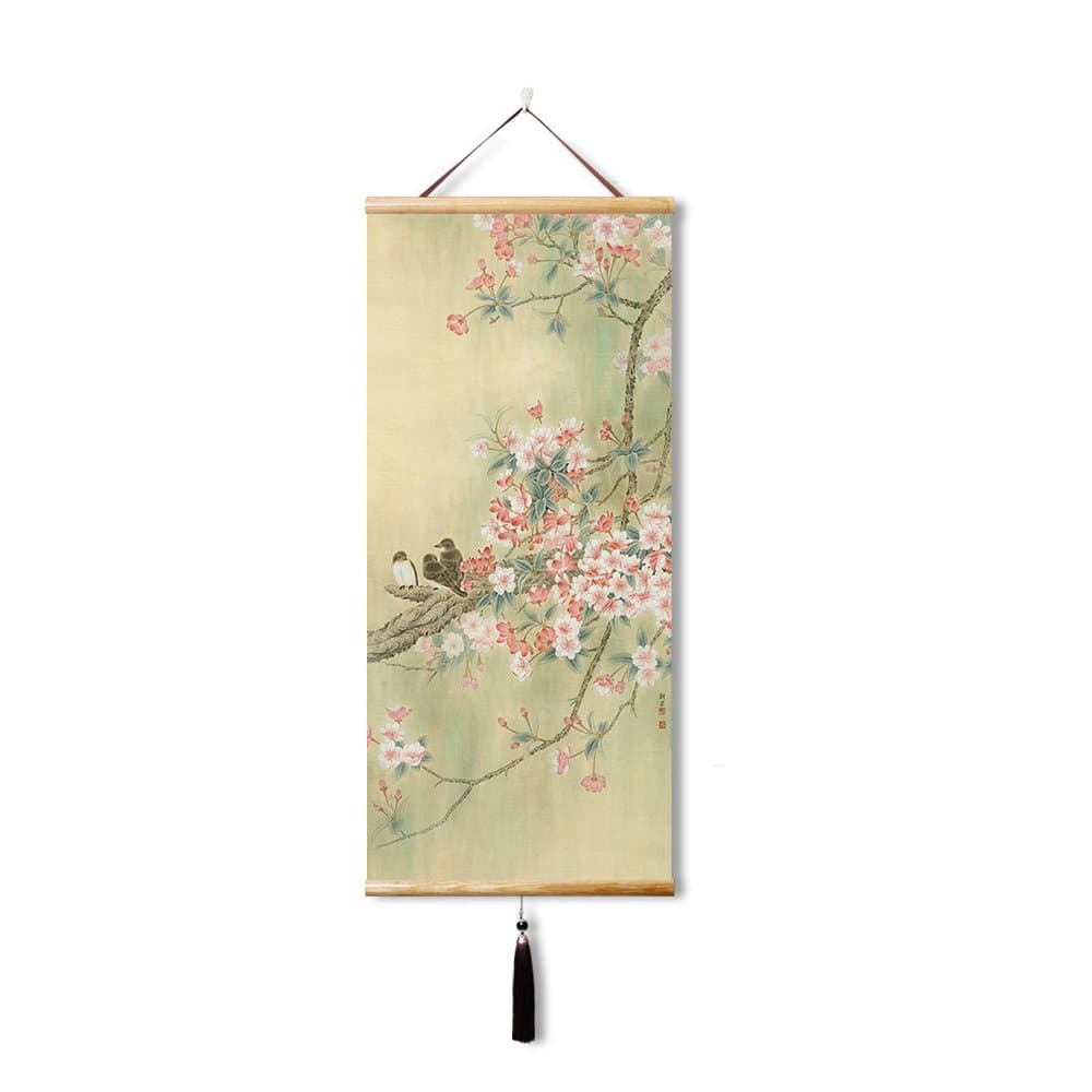 Prints Asian Chinese Japanese Scroll Wall Art Cherry Blossom Decor Home