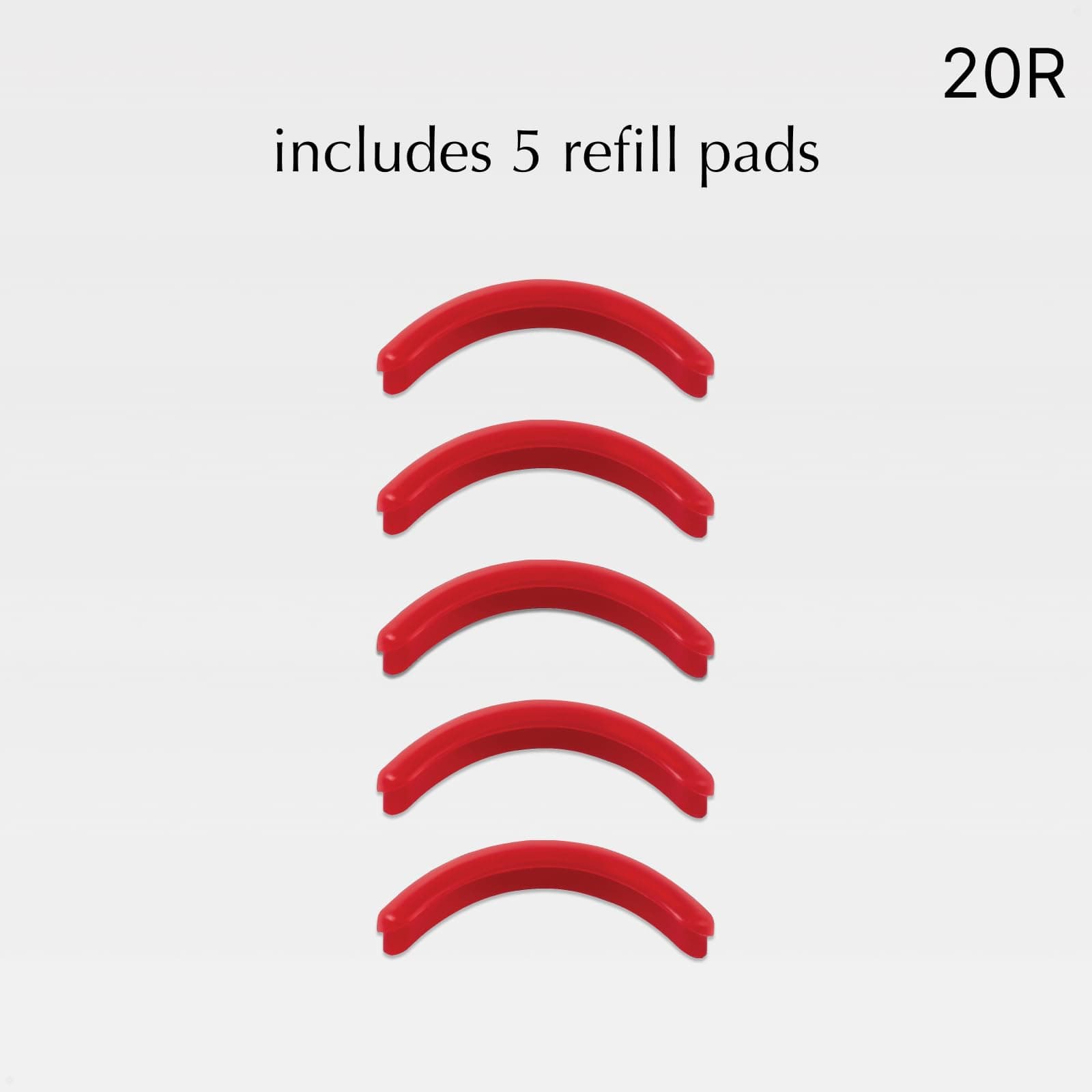 rephr® Eyelash Curler with Double-Barrel Handle and 5 Silicone Pads (20R: Wide/Flat Curvature)