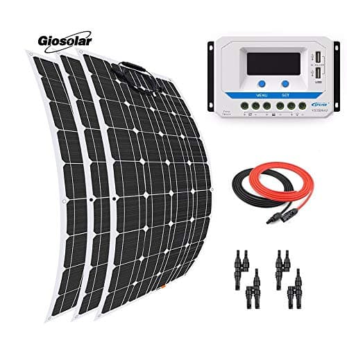 Giosolar 300 Watt 12 Volt Solar Panel Kit Monocrystalline Panel with 30A LCD Charge Controller for RV Boat Solar Charging Off-Grid System