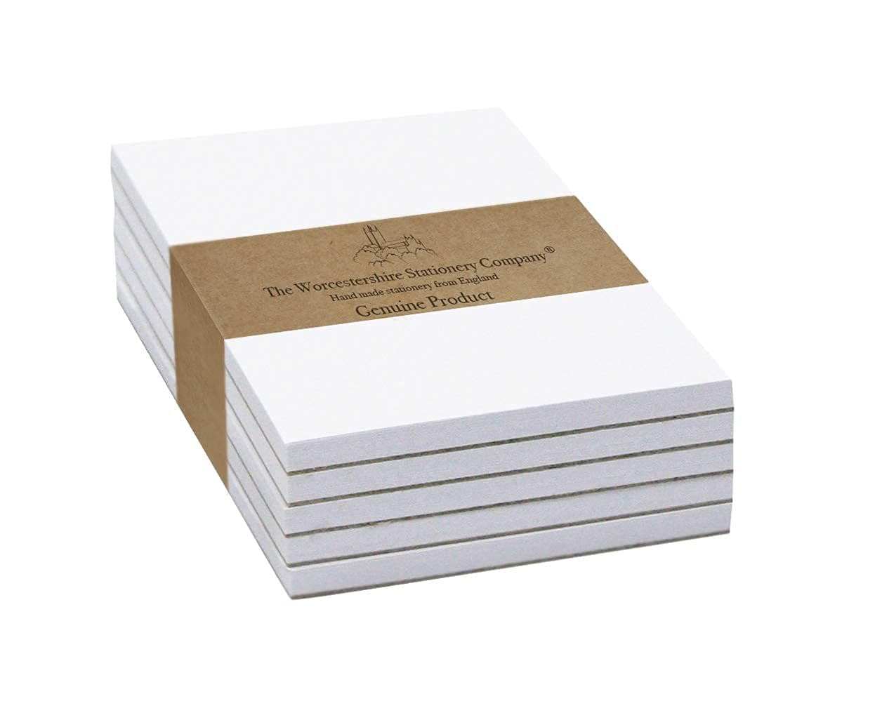 The Worcestershire Stationery Company A7 Note pad, Plain, Pack of 5, 80gsm, 50 Sheets per pad, Zero Plastic Packaging
