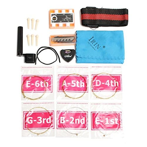 9 in 1 Acoustic Guitar Accessories Kit Pick Tuner Strap Bridge Pin Strings Pitch
