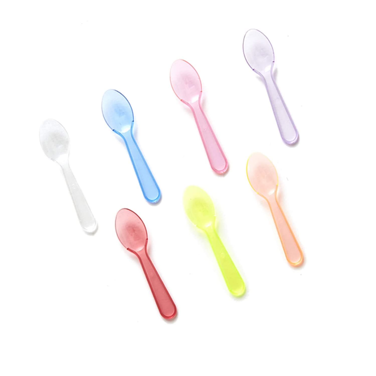Tasting Spoons - Plastic Mini Tasting Spoons for Ice Cream, Dessert Assorted Spoons and Frozen Yogurt - Eco Friendly Disposable Spoon - 3 Inches (100)