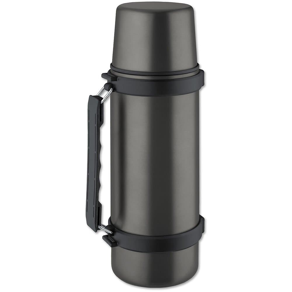 VA-9553QAT 1 Litre 18/8 Stainless Steel Double-Walled Vacuum Flask with Handle Plus Removable Shoulder Strap, Titanium Gray