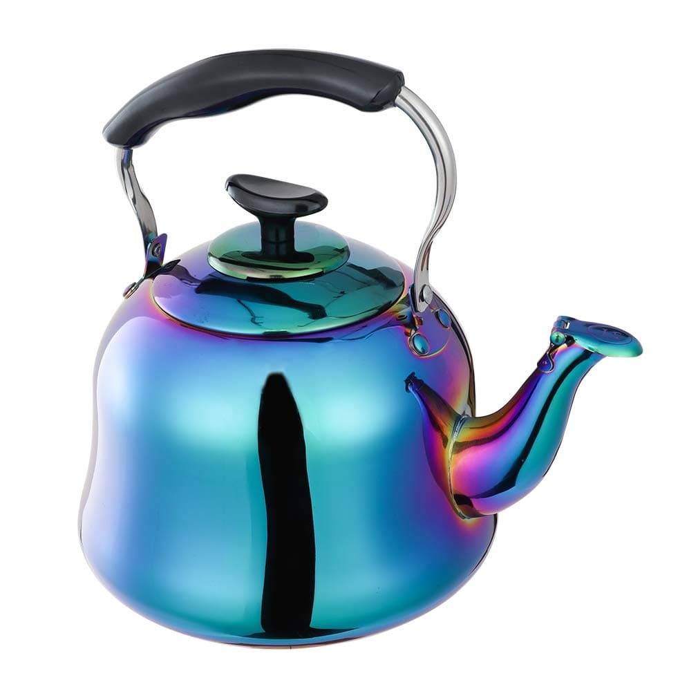 Onlycooker Whistling Tea Kettle Stainless Steel 2 Liter Teapot for Stovetop Rainbow Hot Water Boiling Pot for Induction Cooktop/Gas Stove Top Safe Multi-color 2.1 Quart / 70 ounce