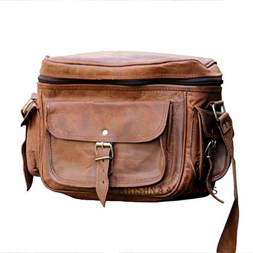 ArtandCraft - "Camera Bag for SLR Cameras and Accessories" 9" X 12" - Brown Leather
