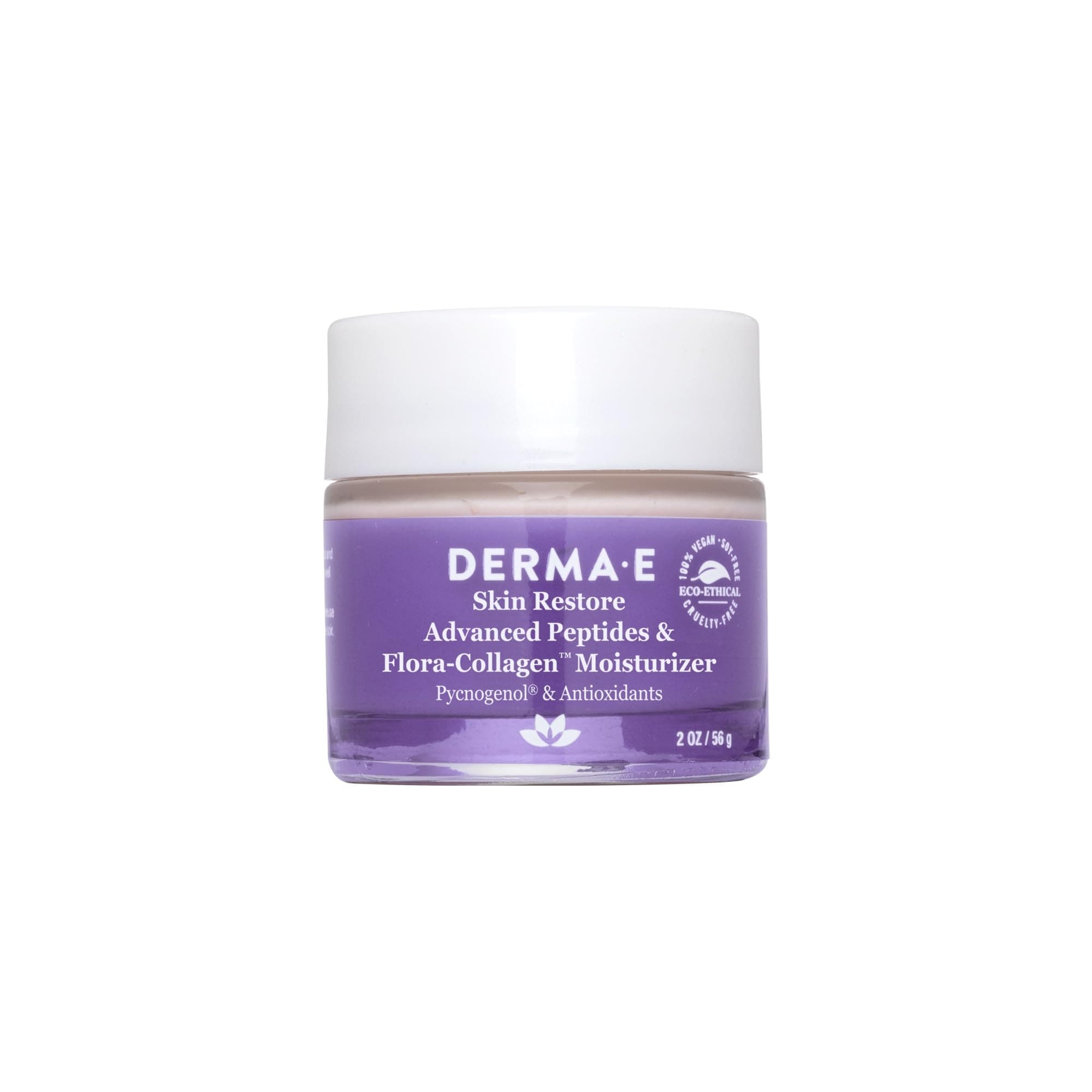 Derma E Advanced Peptides and Vegan Flora-Collagen Night Moisturizer – Hydrating Topical Facial Cream Improves Elasticity and Reduces Appearance of Lines and Wrinkles, 2 Oz