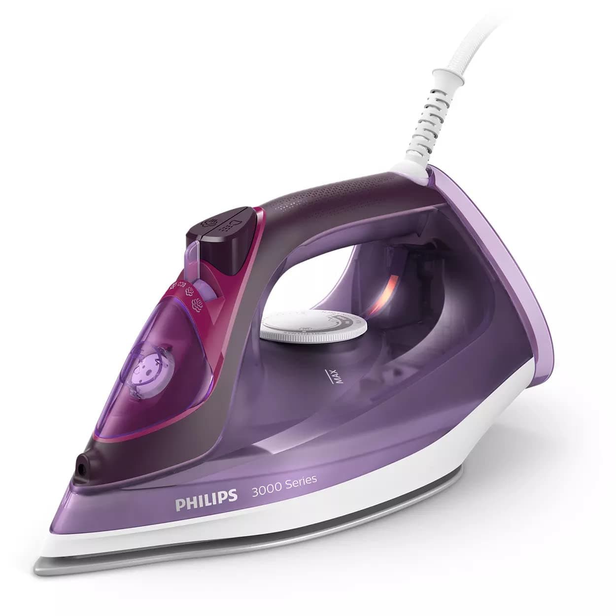 Philips Steam Iron Series 3000-2600W, 40g/min Continuous Steam,Ceramic, 200 g steam boost, 300ML, Purple - DST3041/36