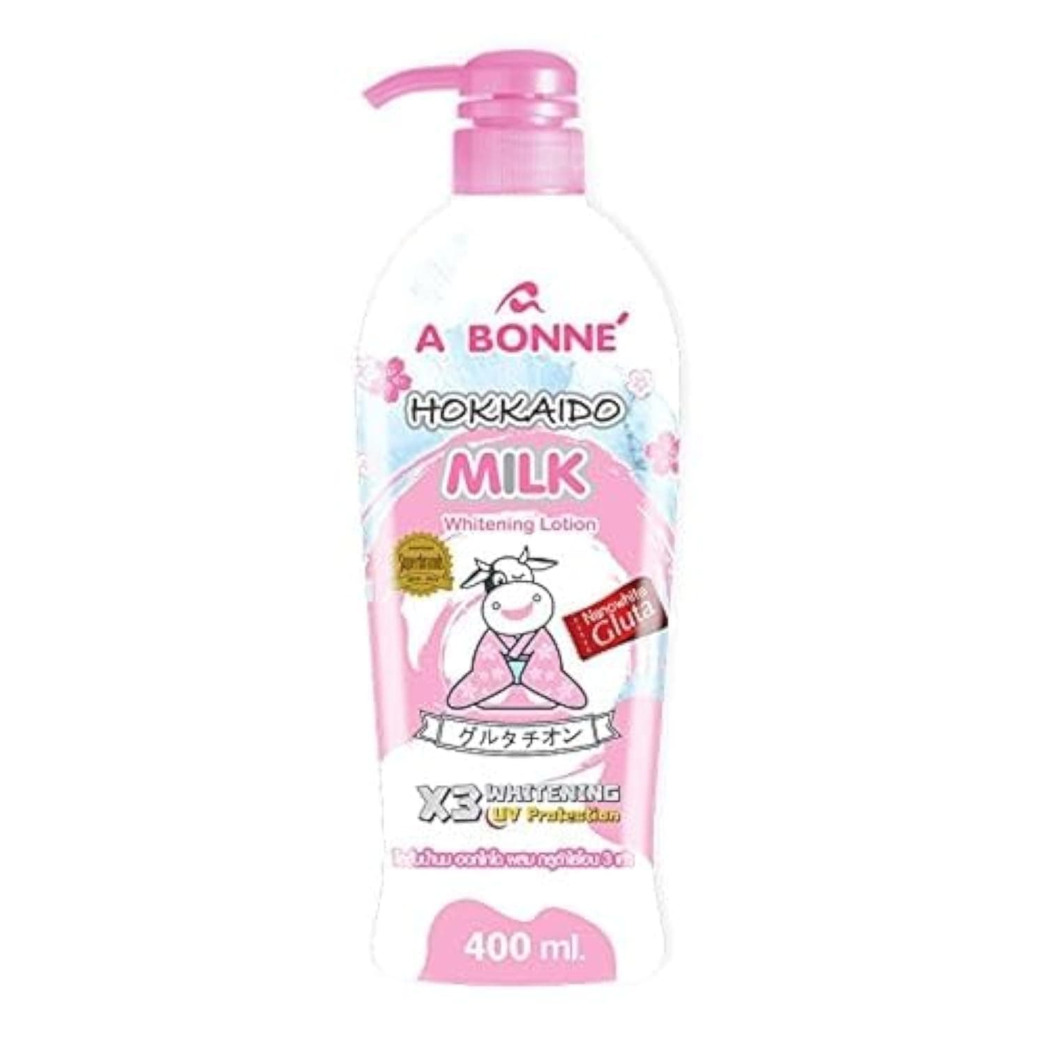 A BONNE HOKKAIDO MILK WHITENING LOTION X3 GLUTATHIONE UV PROTECTION Whitening Smooth Skin 400 ml