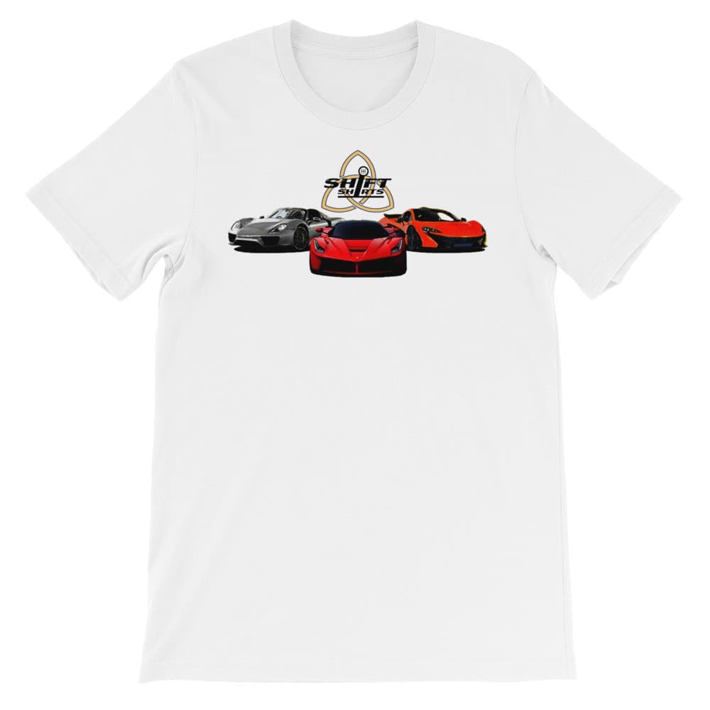 The Trinity - McLaren P1 LaFerrari Porsche 918 Inspired Unisex T-Shirt White