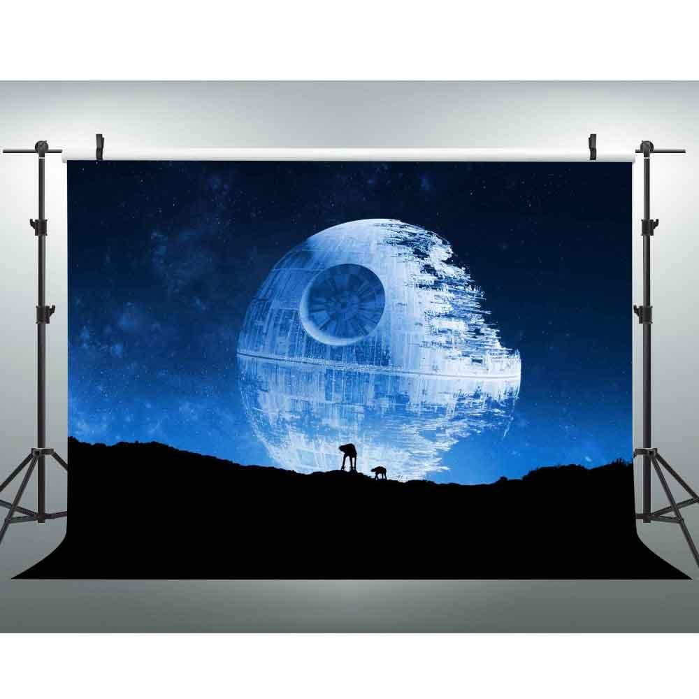 EOA 7(W) x5(H) FT Blue Death Star Photography Backdrop Galactic Superweapon Star Wars Fans Background Man Cave Tapestry Banner Studio Props