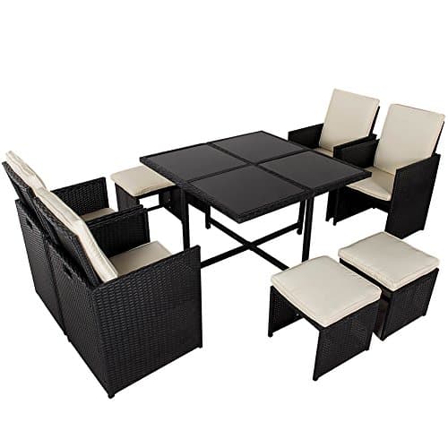 Toucan Outdoor 9 Pc Modern Indoor/Outdoor All Weather PE Wicker Rattan Table Patio Set Gardern Furniture Dining Sets