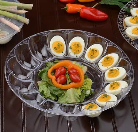 Pack of 2 Hard Plastic Deviled Egg Trays | Egg Platter | Each Tray Holds 15 Eggs | 12" (30cm)