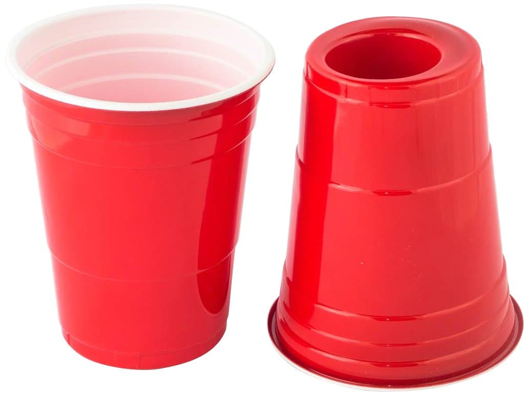 180 Cup Party Cup with Dual Shot Glass, Red, 50-Pack