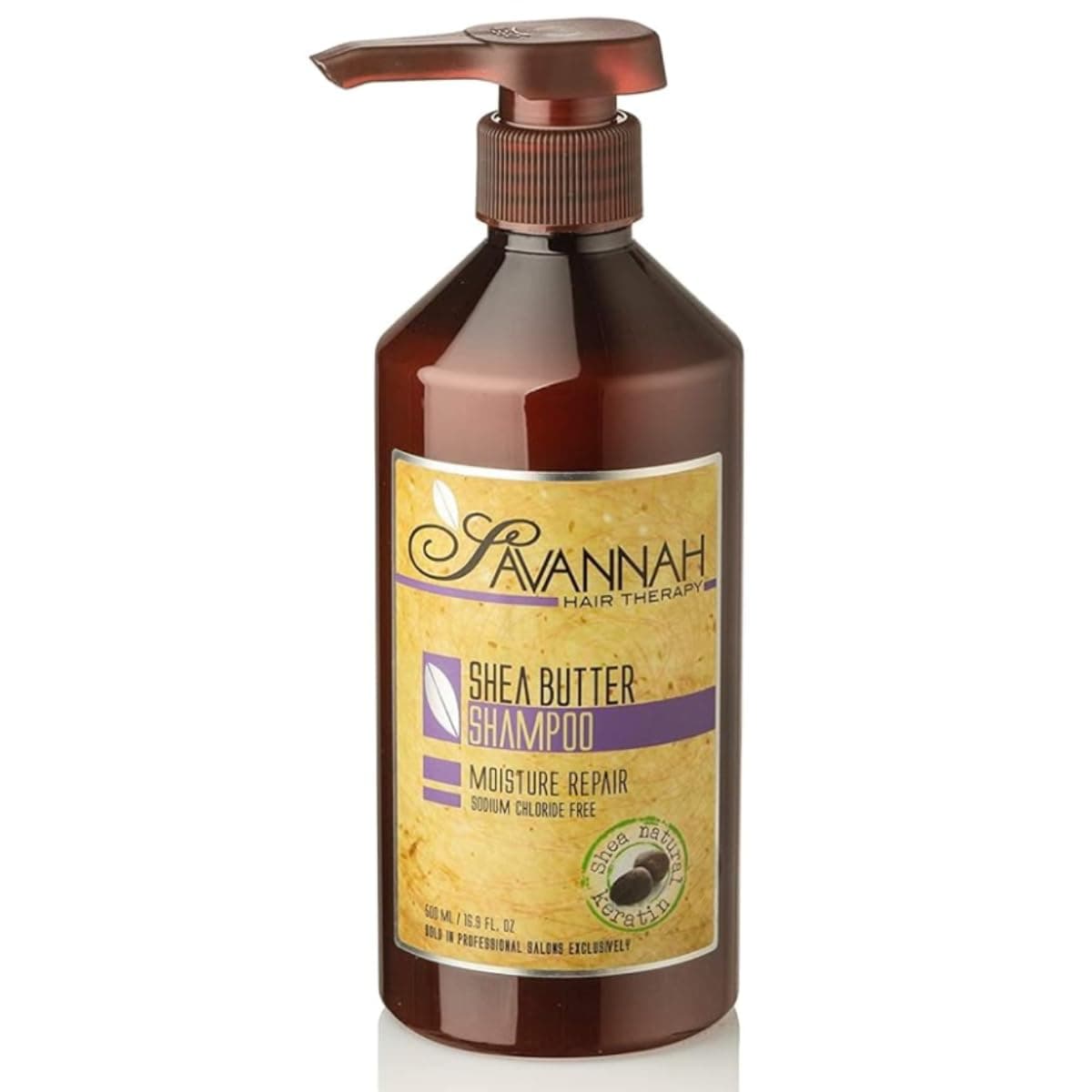 Savannah Hair Therapy Shampoo with Shea Butter and Keratin - Sulfate-Free for Dry, Damaged, Color-Treated Hair - Deep Moisturizing & Frizz Control with Vitamins A, B6, E - 16.9 oz (500 ml)
