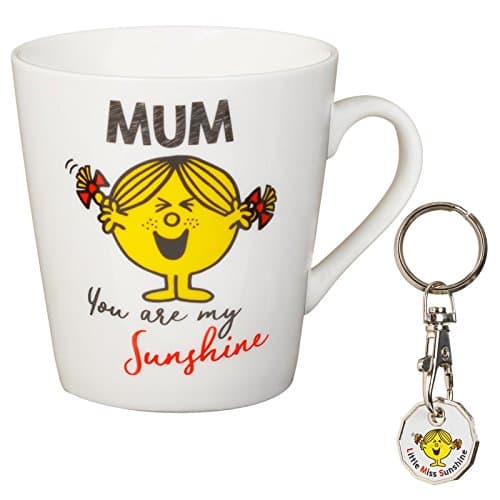 Kids Cartoon Mother's Day, Mum's Birthday Licenced Mug and Trolly Keyring (Little Miss - Mum You Are My Sunshine)