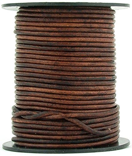 Xsotica Xsotica 25 Meter Real/Genuine Round Leather Cord for Jewelry Making, Leather Strips & Strings for Necklaces, Bracelets, Braiding, Crafts (Distressed Brown, 1.5mm)