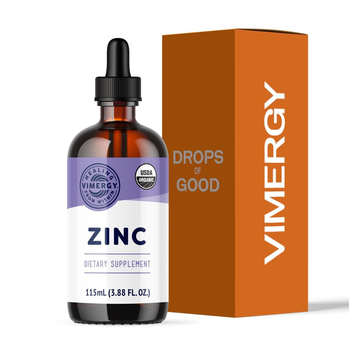 Vimergy Organic Liquid Zinc, 57 Servings – Alcohol Free Zinc Sulfate – Supports Immune Health & Metabolism – Antioxidant – Gluten-Free, Non-GMO, Kosher, Vegan & Paleo Friendly (115 ml)